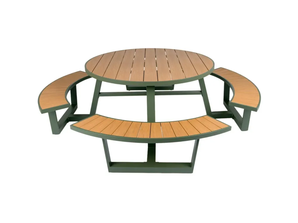 MaximaVida ronde aluminium picknicktafel Bermuda Ø 250 cm olijfgroen