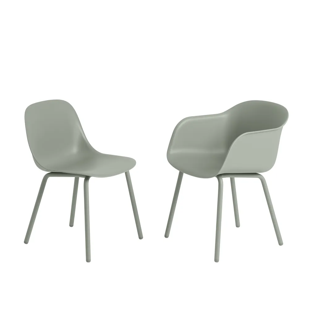 Muuto Fiber tuinstoel met armleuning Dusty Green