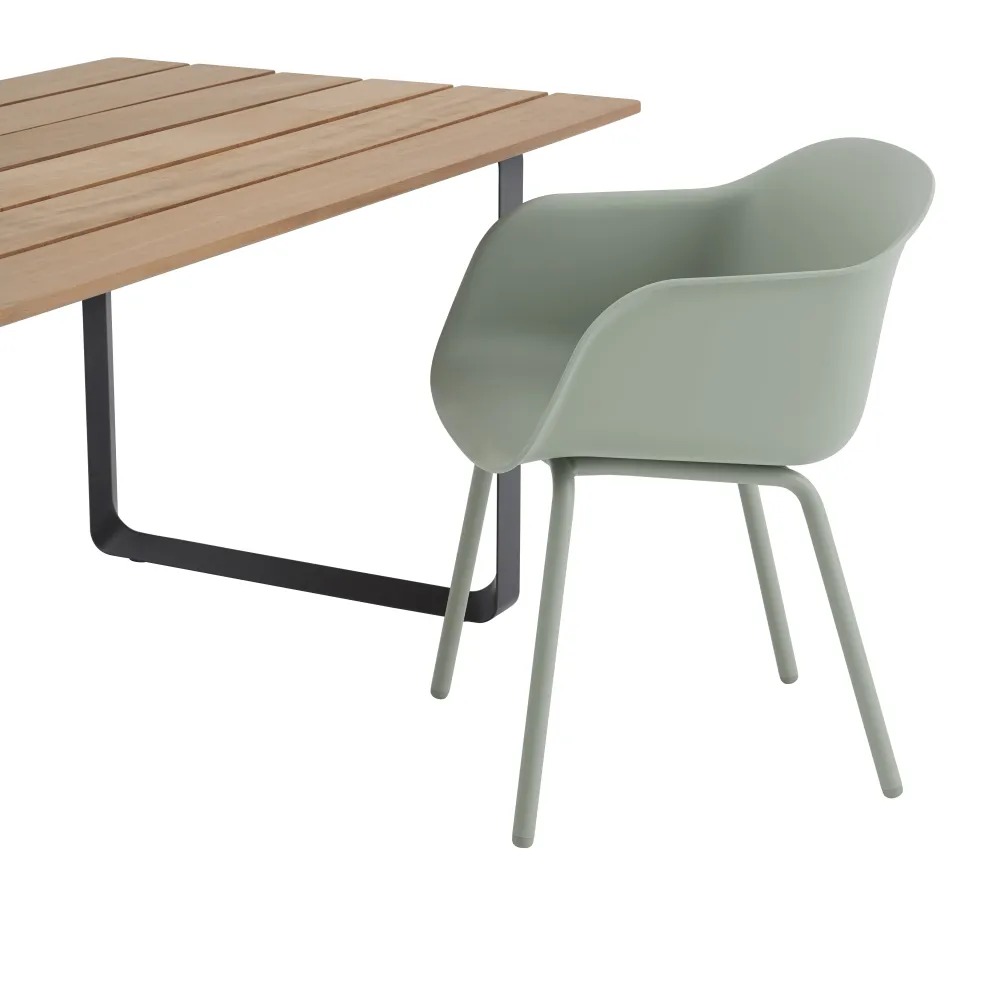 Muuto Fiber tuinstoel met armleuning Dusty Green