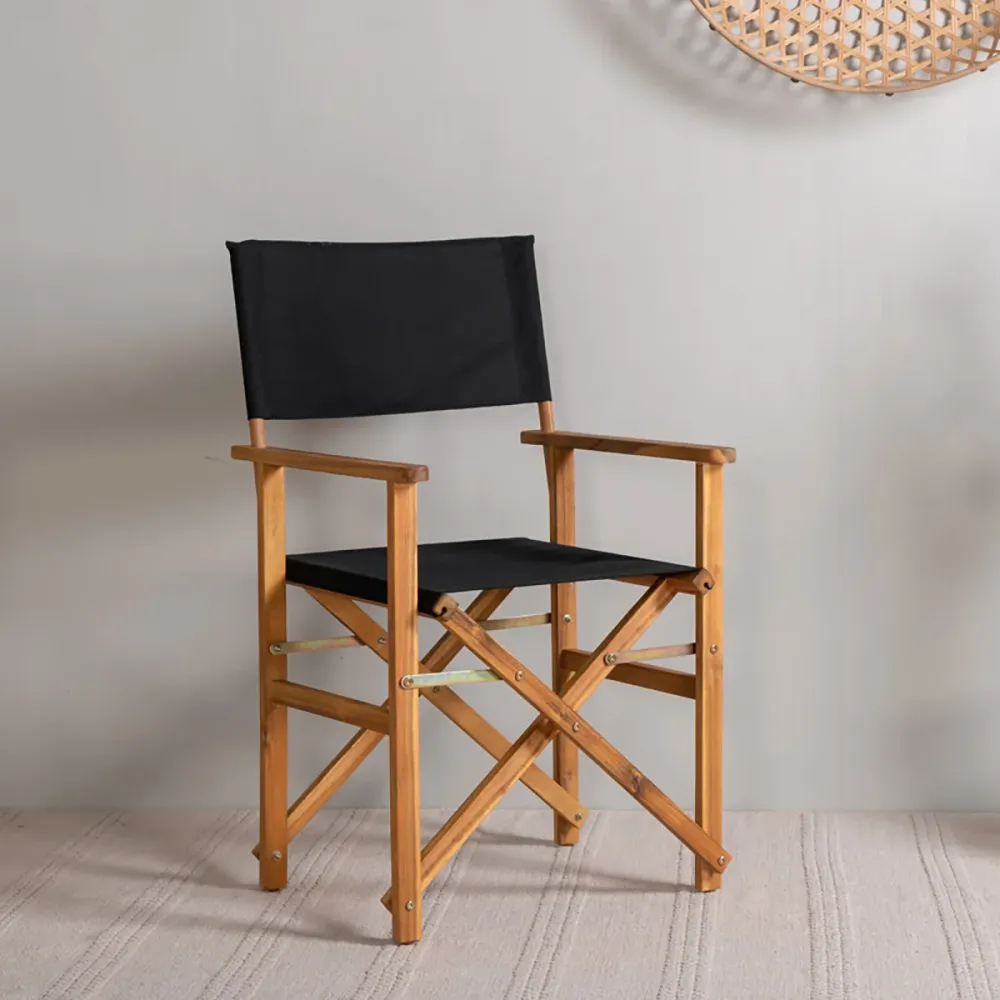 Nest outdoor Alba inklapbare houten tuinstoel zwart - met armleuningen