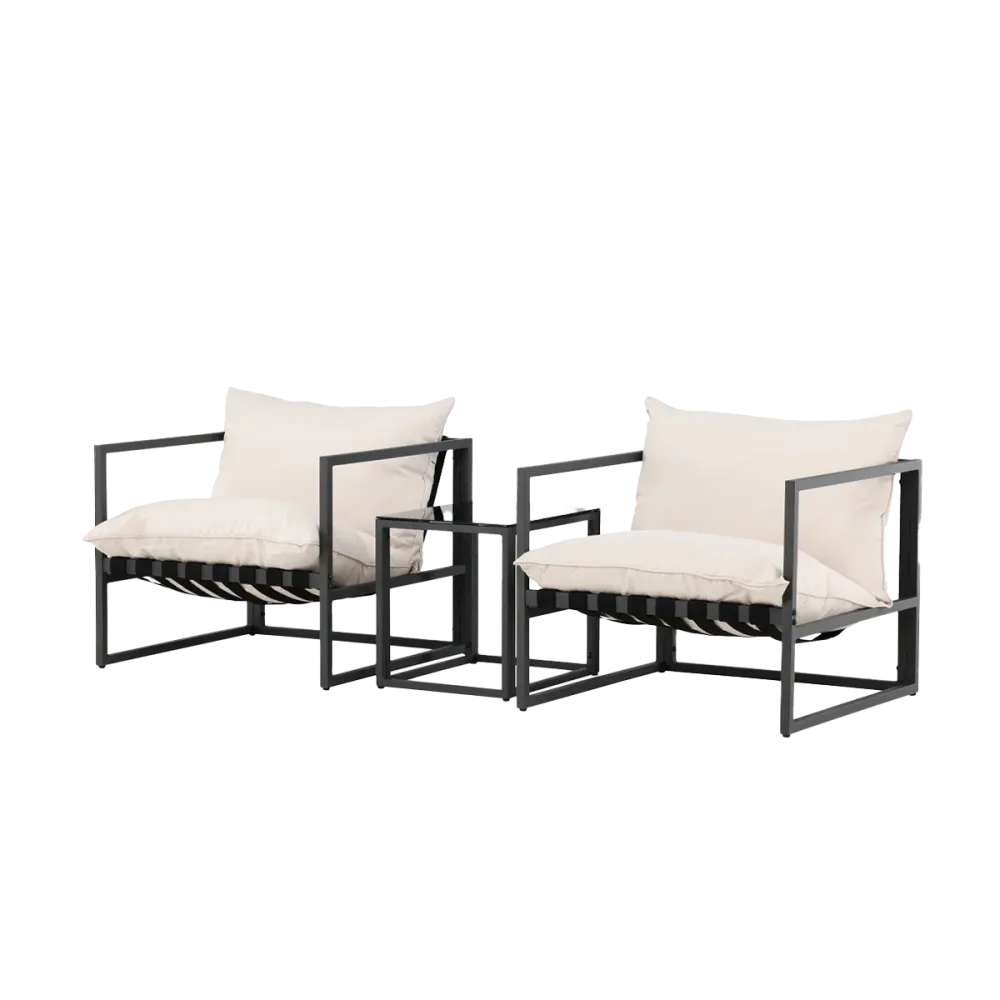 Nest outdoor Ebba Loungeset 3 Delig Met Zitkussens - Zwart