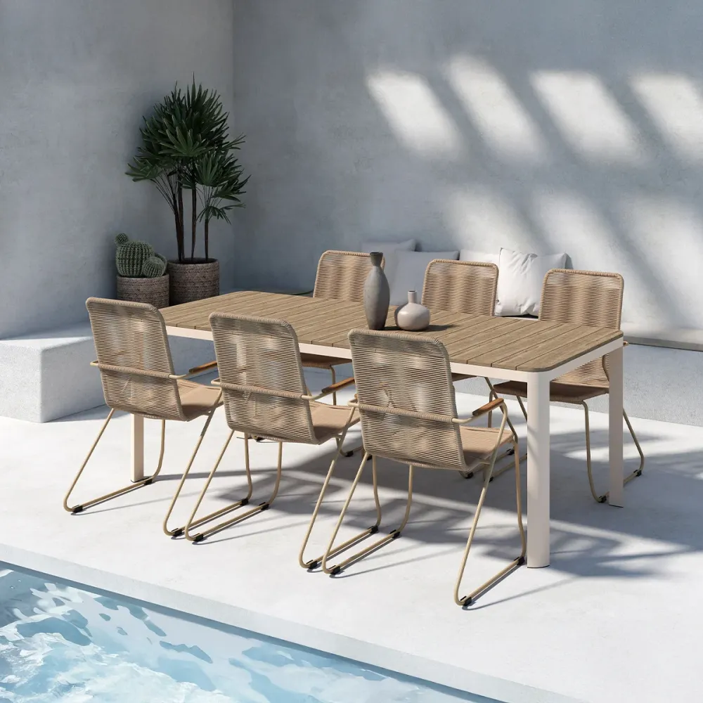 Nest outdoor Ingo Polywood Tuintafel Beige - 210 x 90 cm