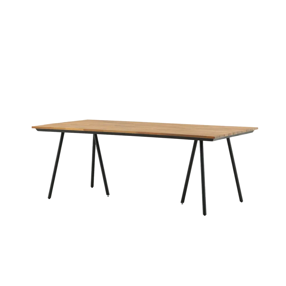 Nest outdoor Josua Tuintafel Zwart - Met Houten Blad - 200 x 100 cm