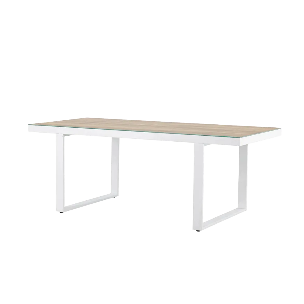 Nest outdoor Mathijs Tuintafel Aluminium Wit - met Glazen Tafelblad
