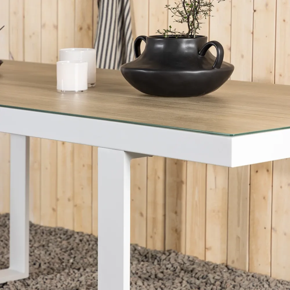 Nest outdoor Mathijs Tuintafel Aluminium Wit - met Glazen Tafelblad