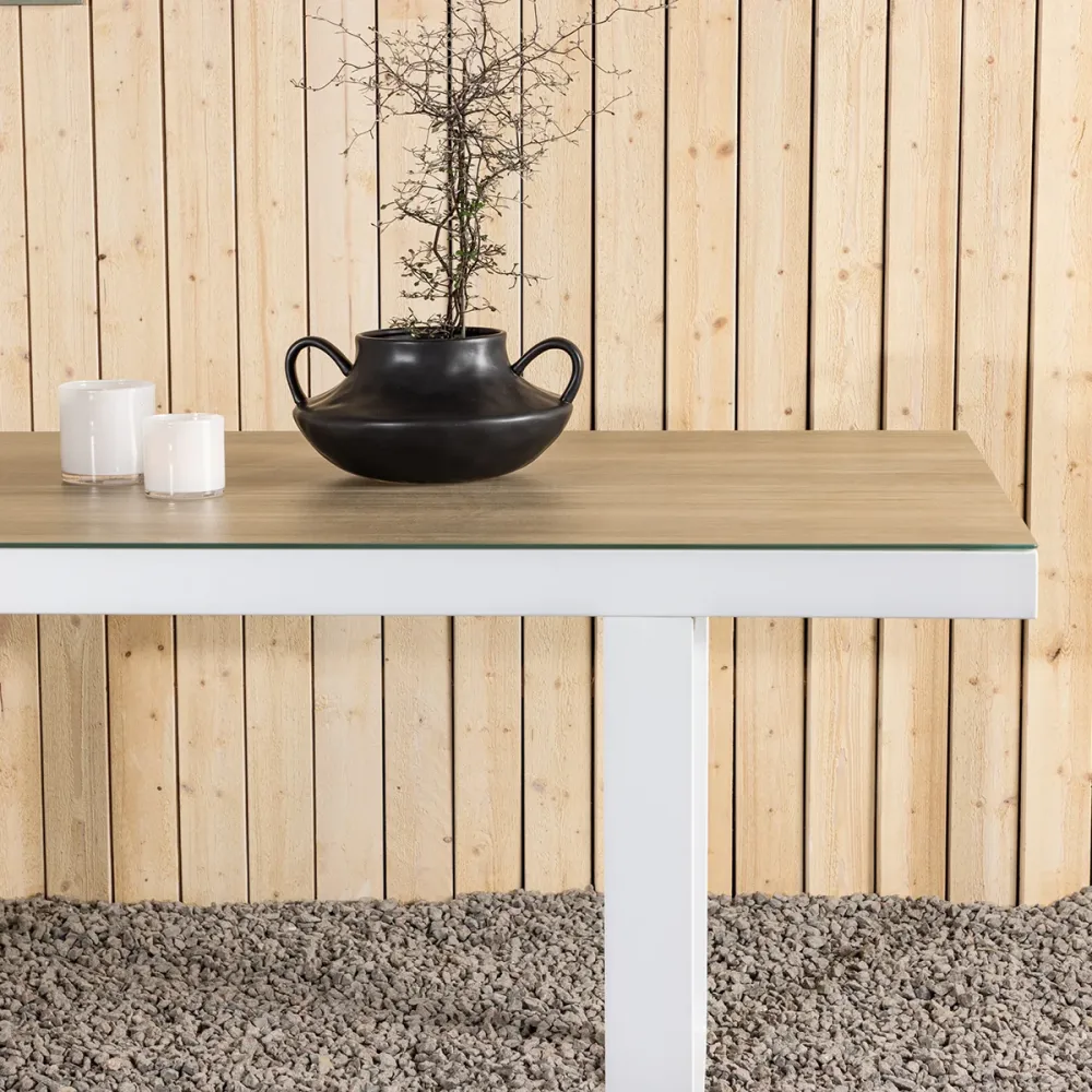 Nest outdoor Mathijs Tuintafel Aluminium Wit - met Glazen Tafelblad