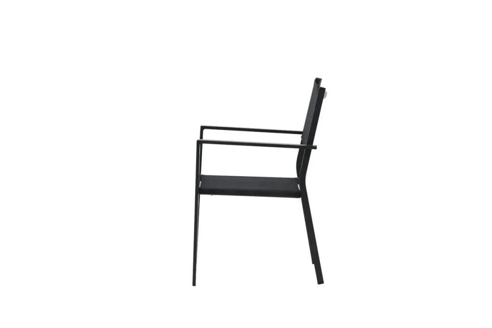 Nest outdoor Narda aluminium tuinstoel zwart - met armleuningen - set van 4