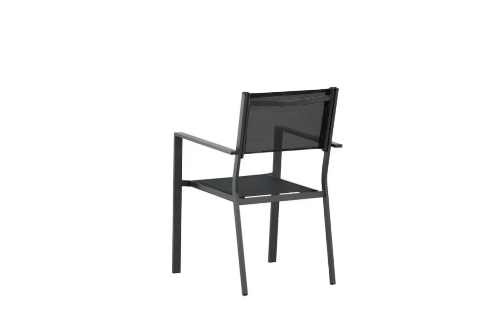 Nest outdoor Narda aluminium tuinstoel zwart - met armleuningen - set van 4
