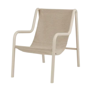 noo.ma Nokk Armchair outdoor loungestoel - Piazza Beige, waterdichte sling-zitting, stalen buizenframe