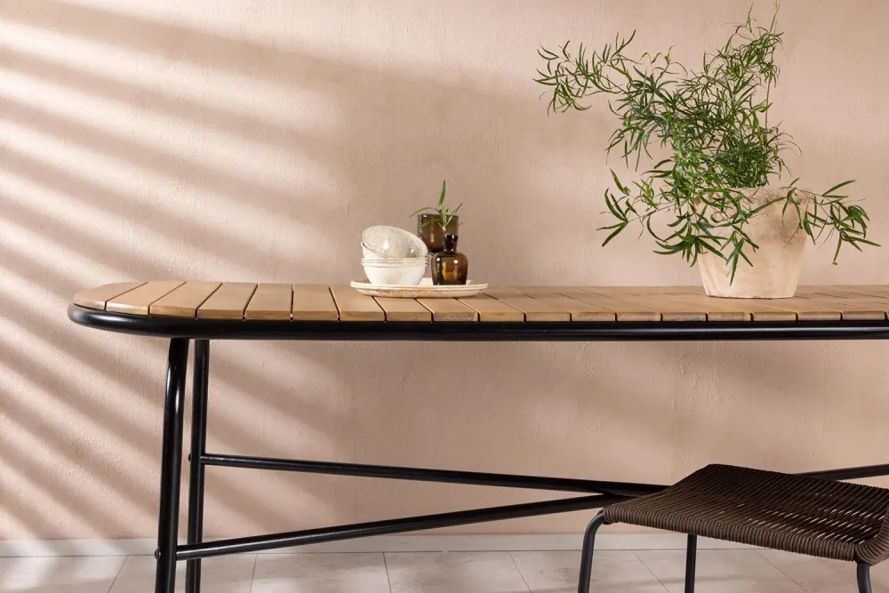 Rebellenclub Rechthoekige Tuintafel Aspen - 200 x 90cm - Naturel Hout