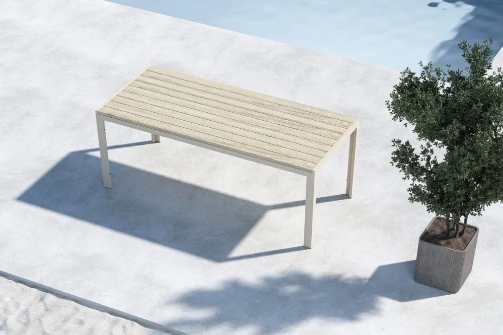 Rebellenclub Rechthoekige Tuintafel Cappero - 205 x 90 cm - Beige