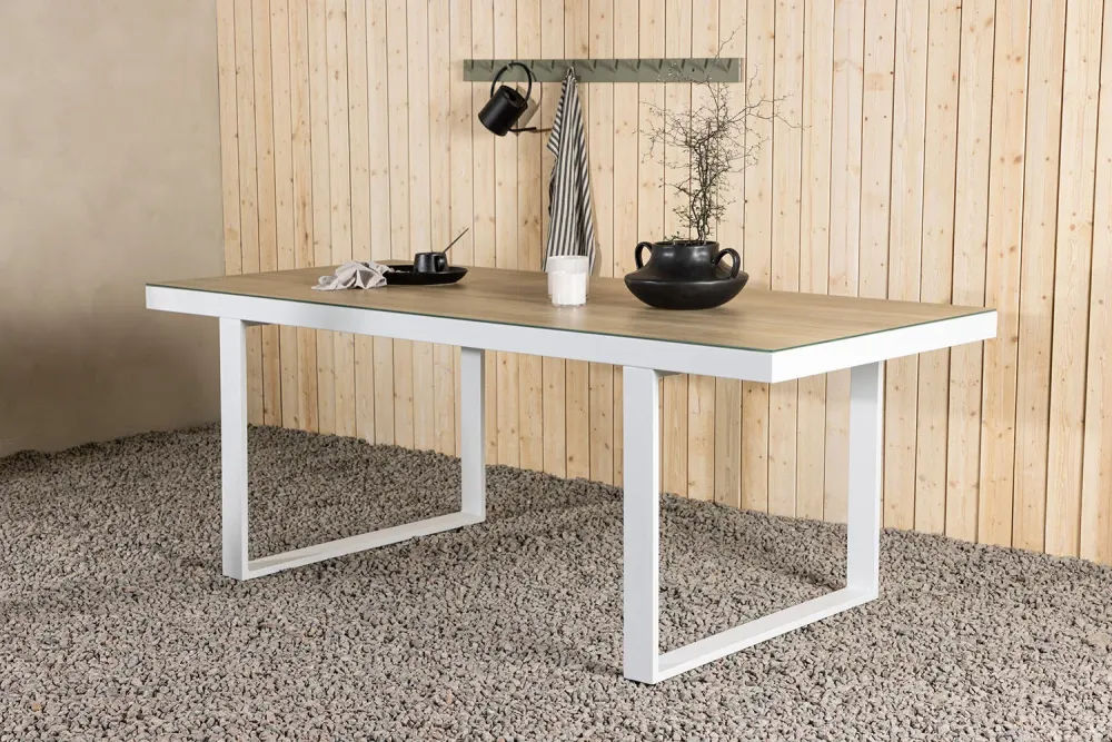 Rebellenclub Rechthoekige Tuintafel Solun - 200 x 90cm - Wit