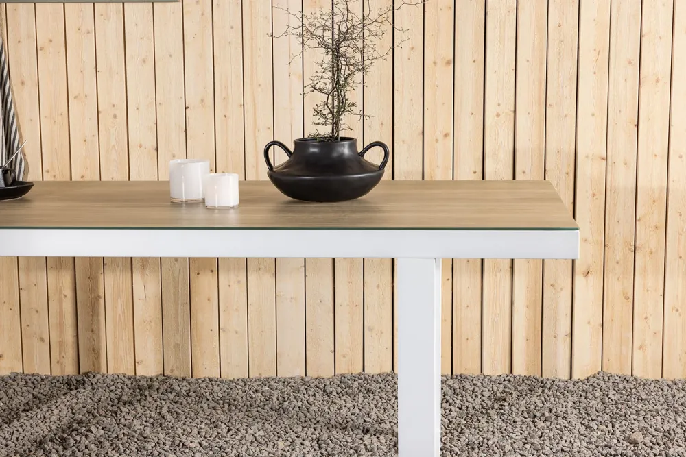 Rebellenclub Rechthoekige Tuintafel Solun - 200 x 90cm - Wit