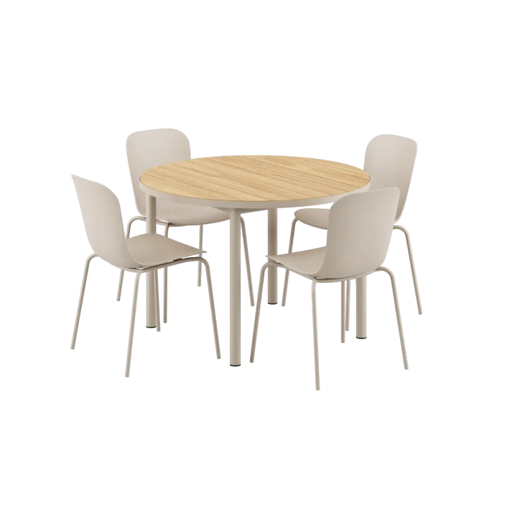 SACKit Kirra Dining Table Ø110 Taupe & 4 Patio Chair No. One Sackit®