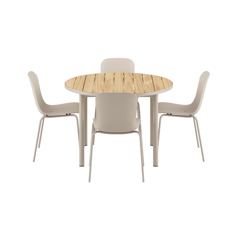 SACKit Kirra Dining Table Ø110 Taupe & 4 Patio Chair No. One Sackit®