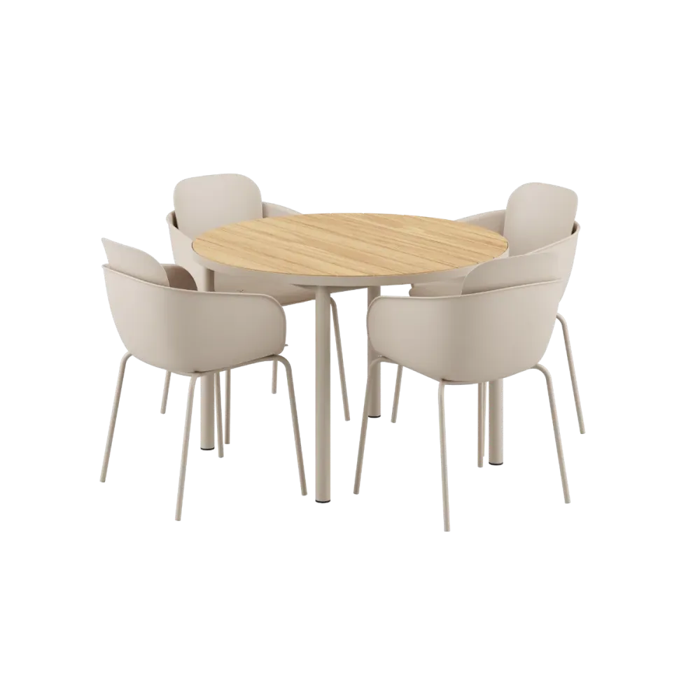 SACKit Kirra Dining Table Ø110 Taupe & 4 Patio Chair No. One Sackit®