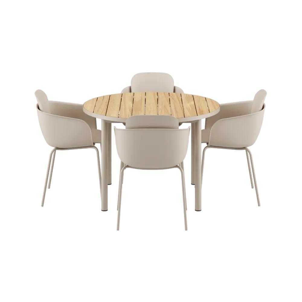 SACKit Kirra Dining Table Ø110 Taupe & 4 Patio Chair No. One Sackit®