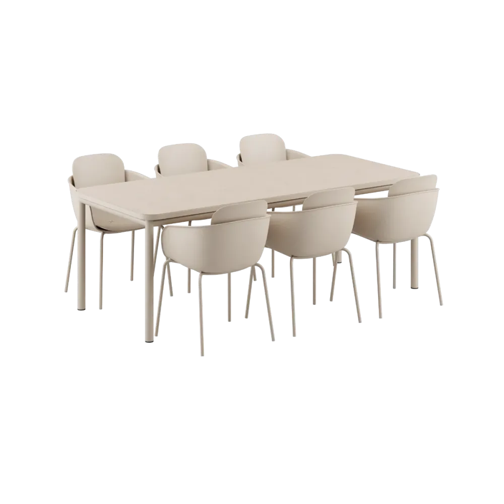 SACKit Kirra Dining Table Ceramic & 6 Kirra Patio Chair Sackit®