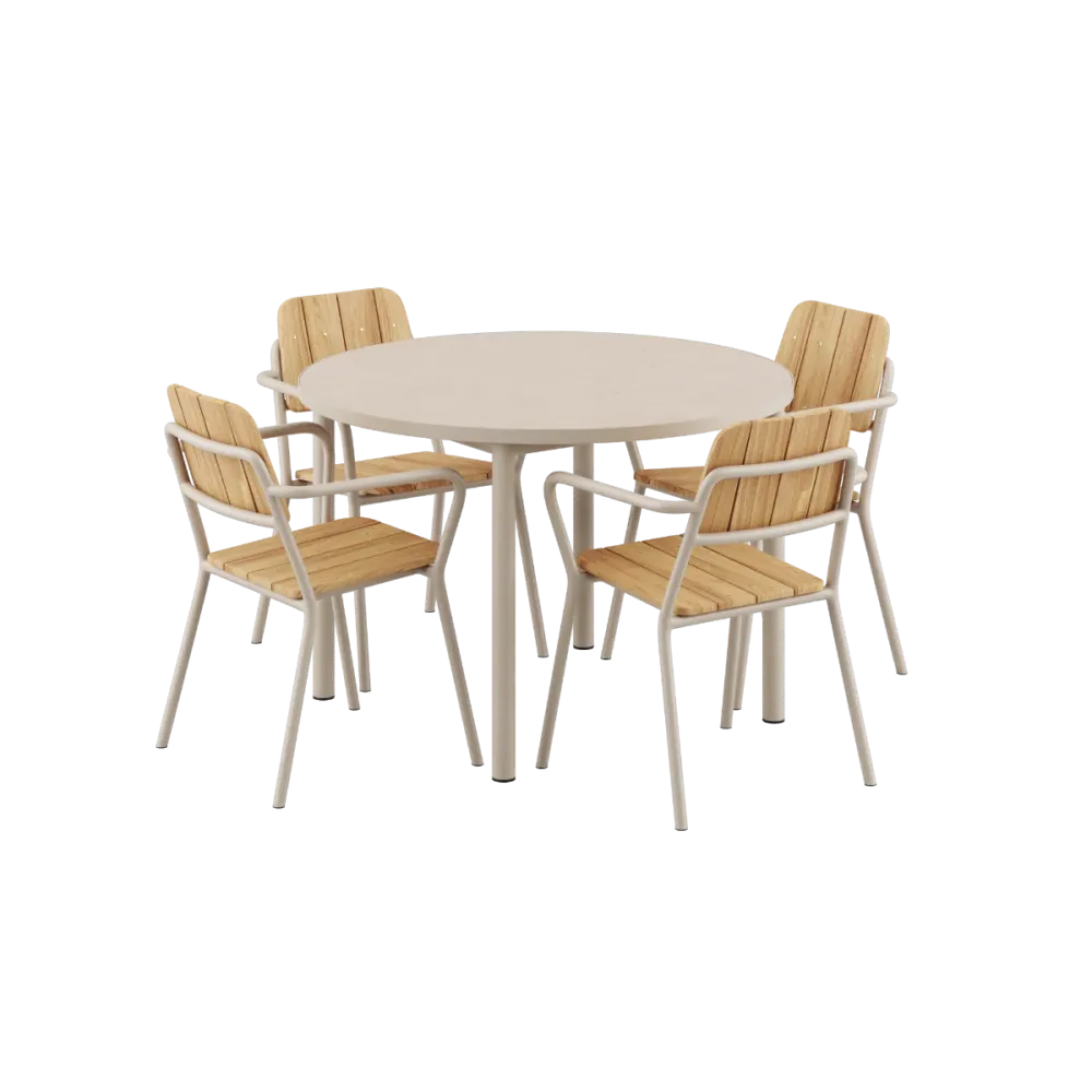 SACKit Kirra Dining Table O110 Ceramic & 4 Kirra Patio Chair Sackit®