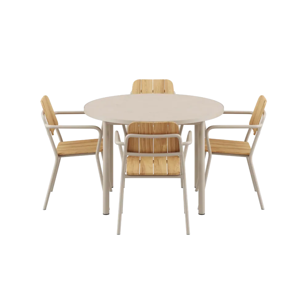 SACKit Kirra Dining Table O110 Ceramic & 4 Kirra Patio Chair Sackit®