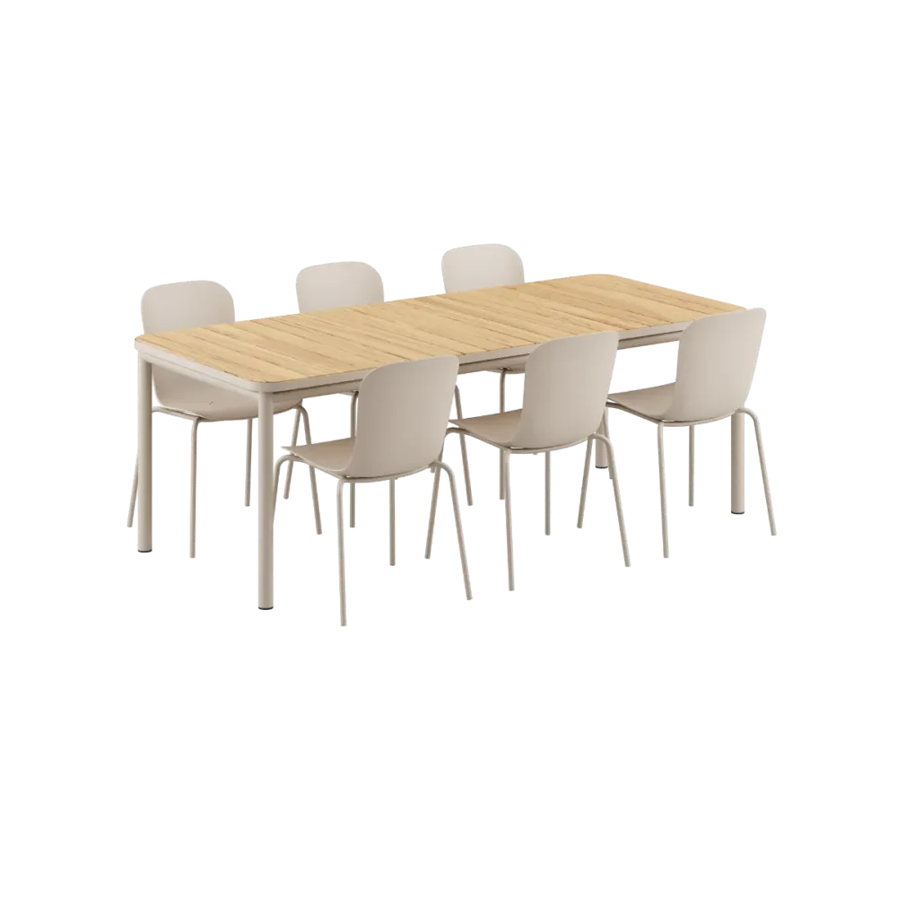 SACKit Kirra Dining Table Taupe & 6 Patio Chair no. One Sackit®