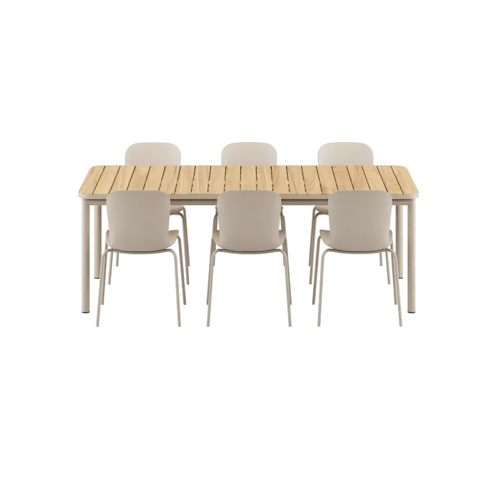 SACKit Kirra Dining Table Taupe & 6 Patio Chair no. One Sackit®