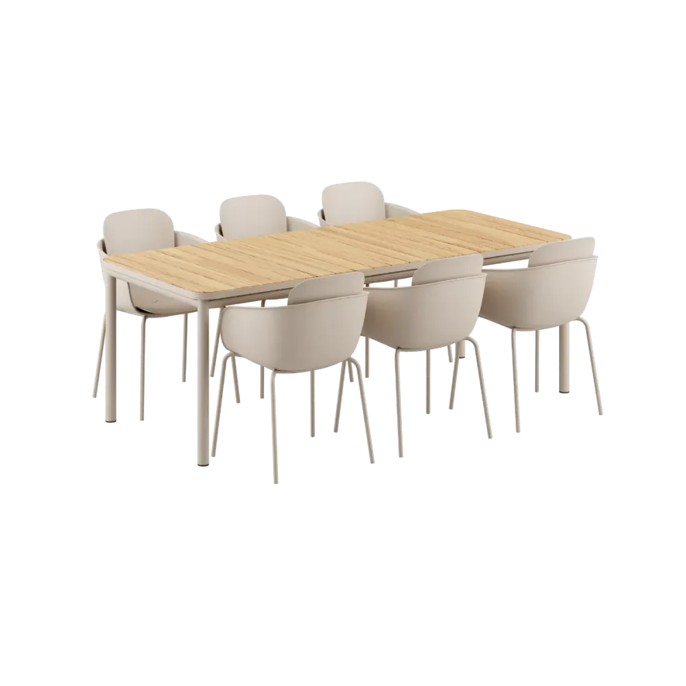 SACKit Kirra Dining Table Taupe & 6 Patio Chair no. One Sackit®