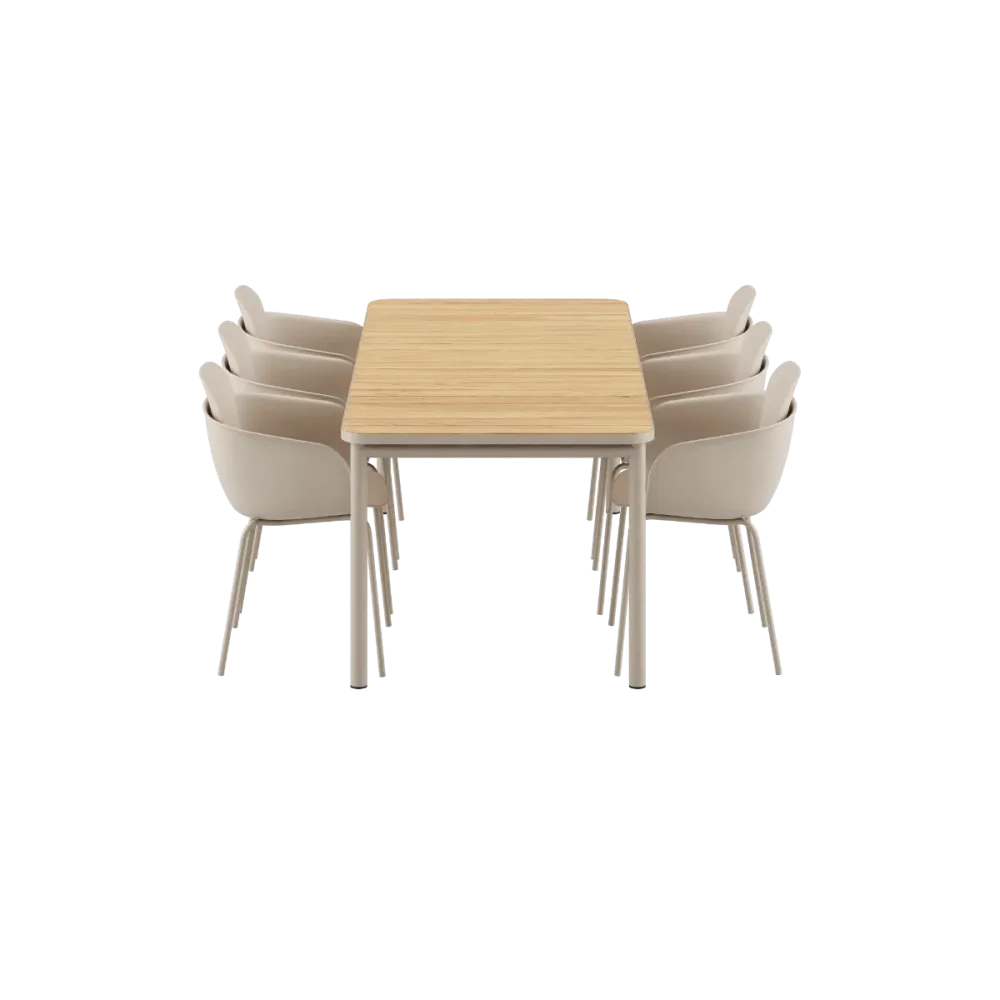 SACKit Kirra Dining Table Taupe & 6 Patio Chair no. One Sackit®