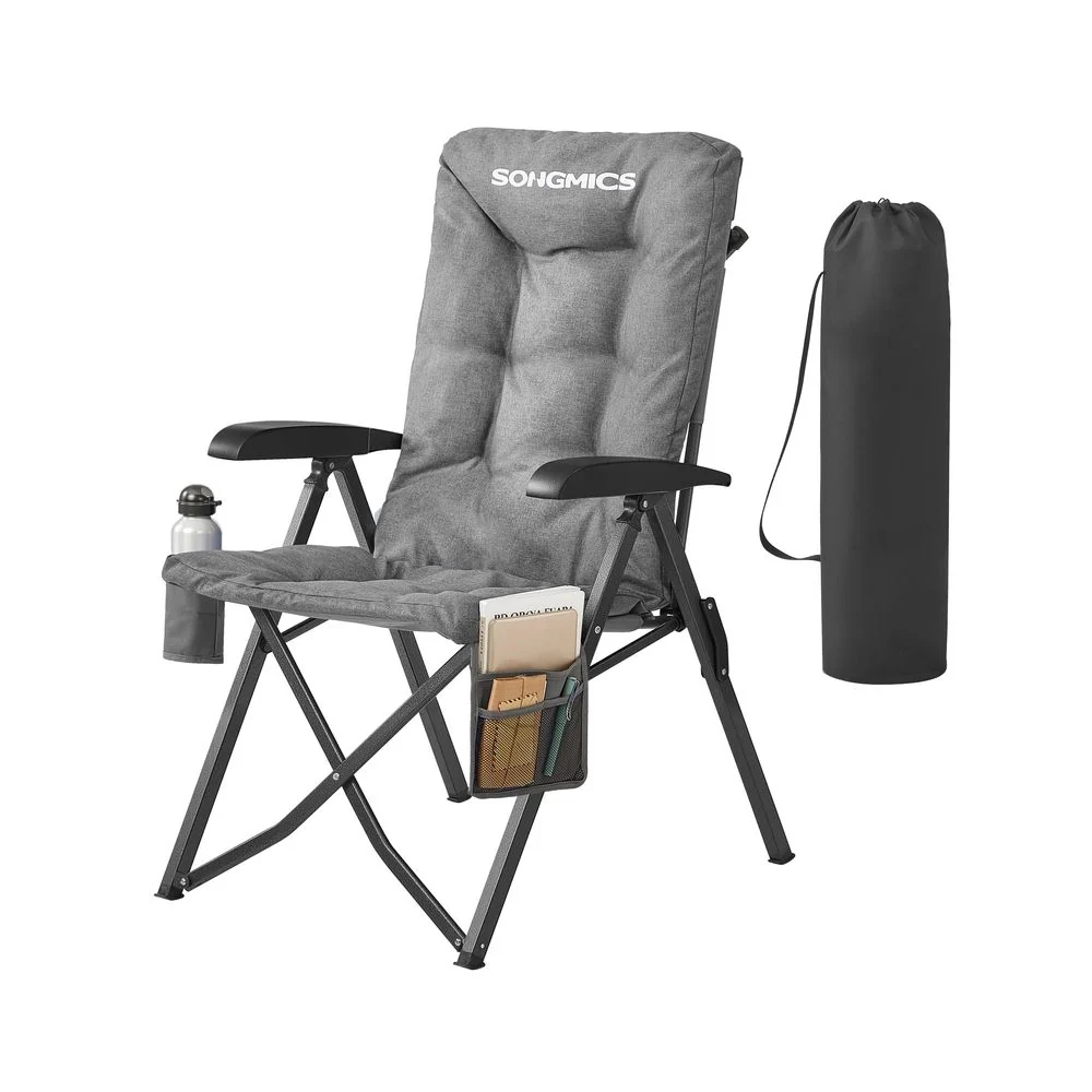 Nancy's Rovetta Campingstoel - Kampeerstoel - Verstelbaar - Opvouwbaar - Grijs Songmics