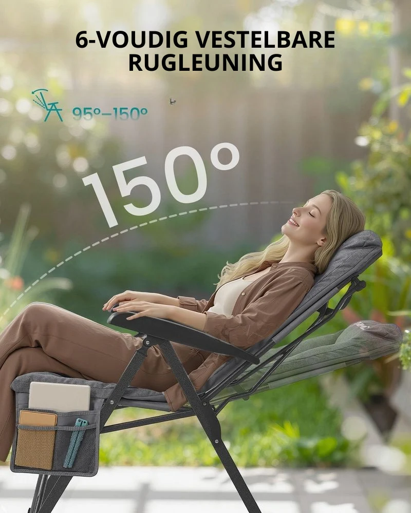 Nancy's Rovetta Campingstoel - Kampeerstoel - Verstelbaar - Opvouwbaar - Grijs Songmics