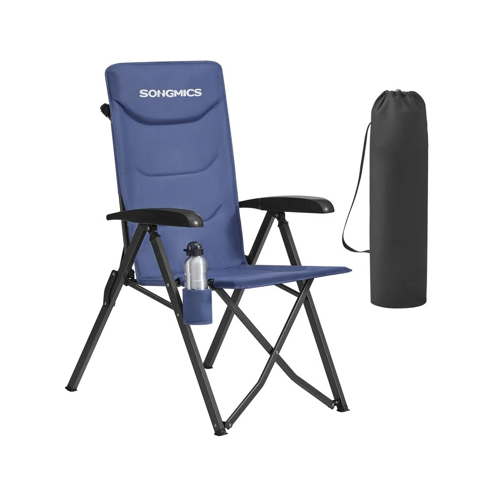 Nancy's Rovolon Campingstoel - Kampeerstoel - Met bekerhouder - Verstelbaar - Blauw Songmics