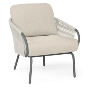 SUNS Dolce low dining chair - Natural gravel / Matt royal grey