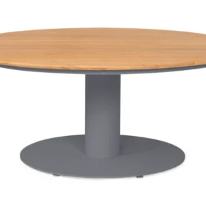 SUNS Grado lage tafel Ø150 x 69 cm - Teak blad / Matt royal grey frame