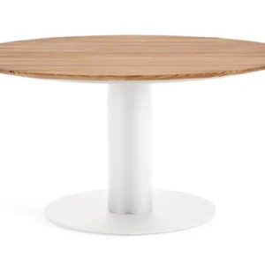 SUNS Grado tafel Ø120 x 75,5 cm - Teak blad / Matt white frame