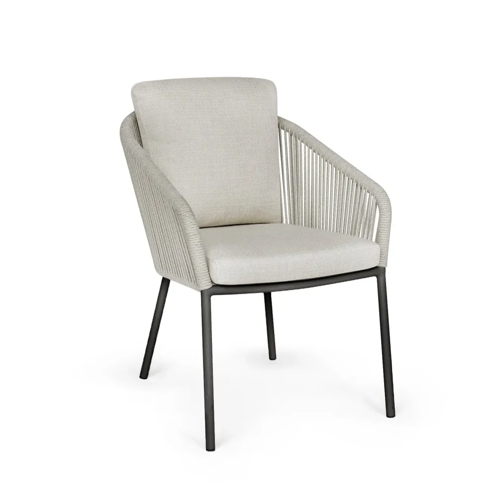 SUNS Nappa dining chair - Matt royal grey / camelsand / natrual grave / knot weave