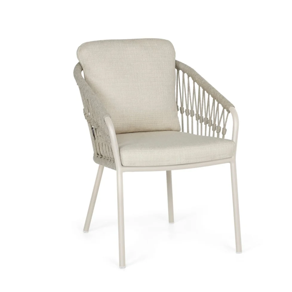 SUNS Nappa dining chair - Matt royal grey / camelsand / natrual grave / knot weave