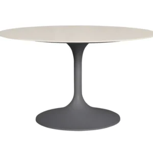 SUNS Nova dining table Ø 150 cm - Sintered stone taupe blad / Matt royal grey frame