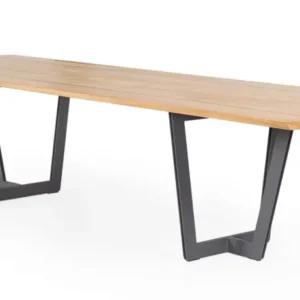 SUNS Palermo tafel 280 x 100 cm - Natural new teak blad / Matt royal grey frame