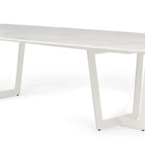 SUNS Palermo tafel 320 x 116 cm - Neolith white blad / Camel sand frame
