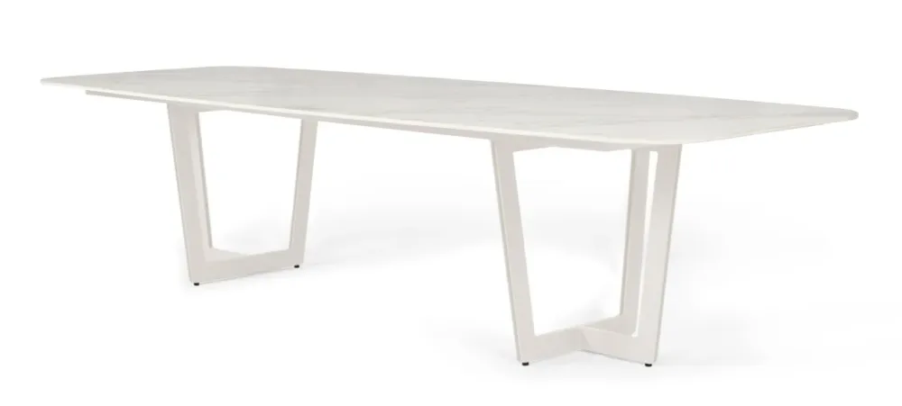 SUNS Palermo tafel 320 x 116 cm - Neolith white blad / Camel sand frame