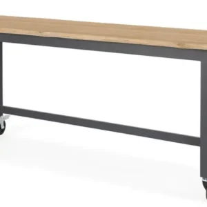 SUNS Vasto bar tafel 330 x 100 cm - Natrual new teak blad / Matt royal grey frame