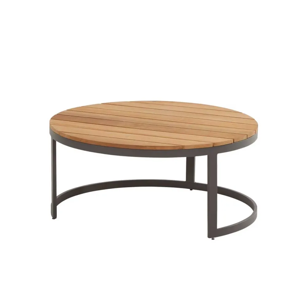 Taste 4 Seasons loungetafels Stonic bruin grijs - teak Ø80 cm - keramiek Ø60 cm