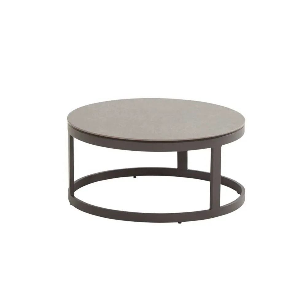 Taste 4 Seasons loungetafels Stonic bruin grijs - teak Ø80 cm - keramiek Ø60 cm