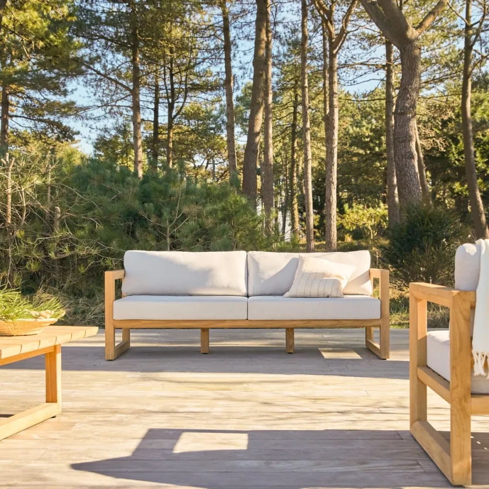 Tikamoon 3-zits tuinbank massief teak - Wit