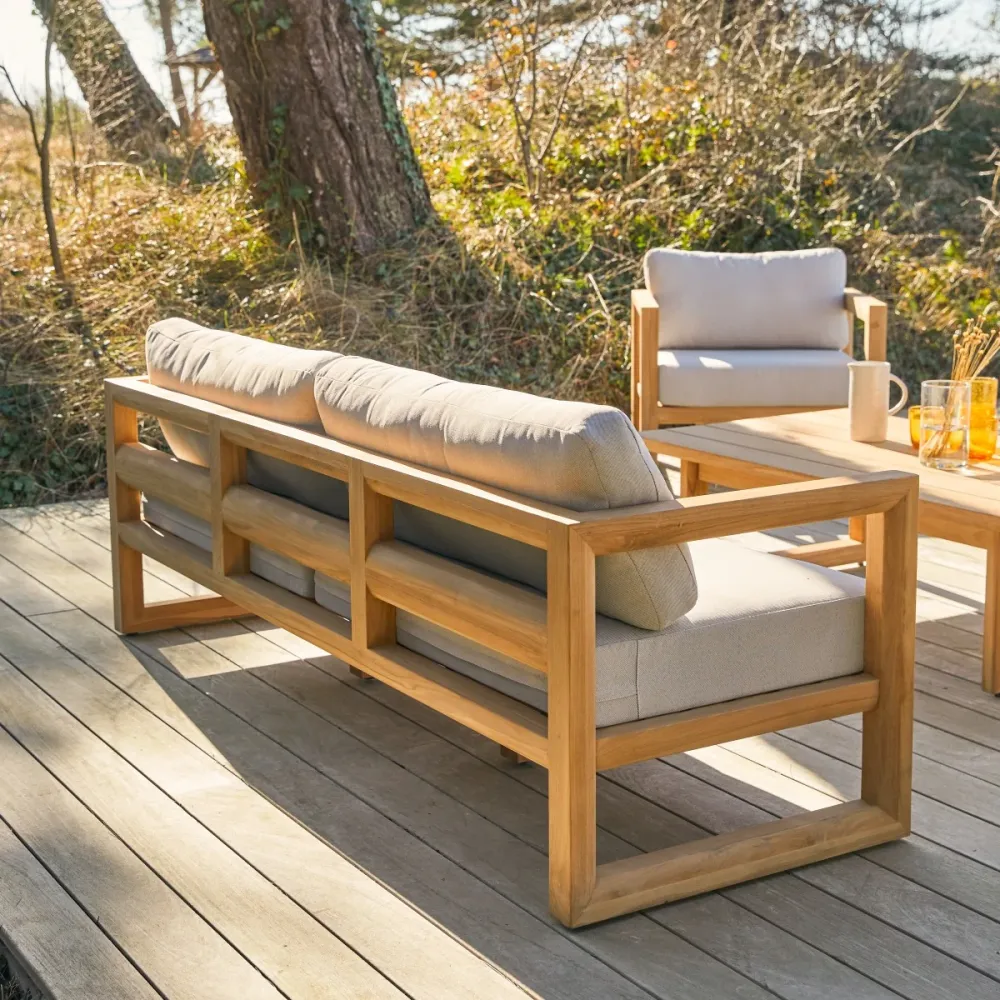 Tikamoon 3-zits tuinbank massief teak - Wit