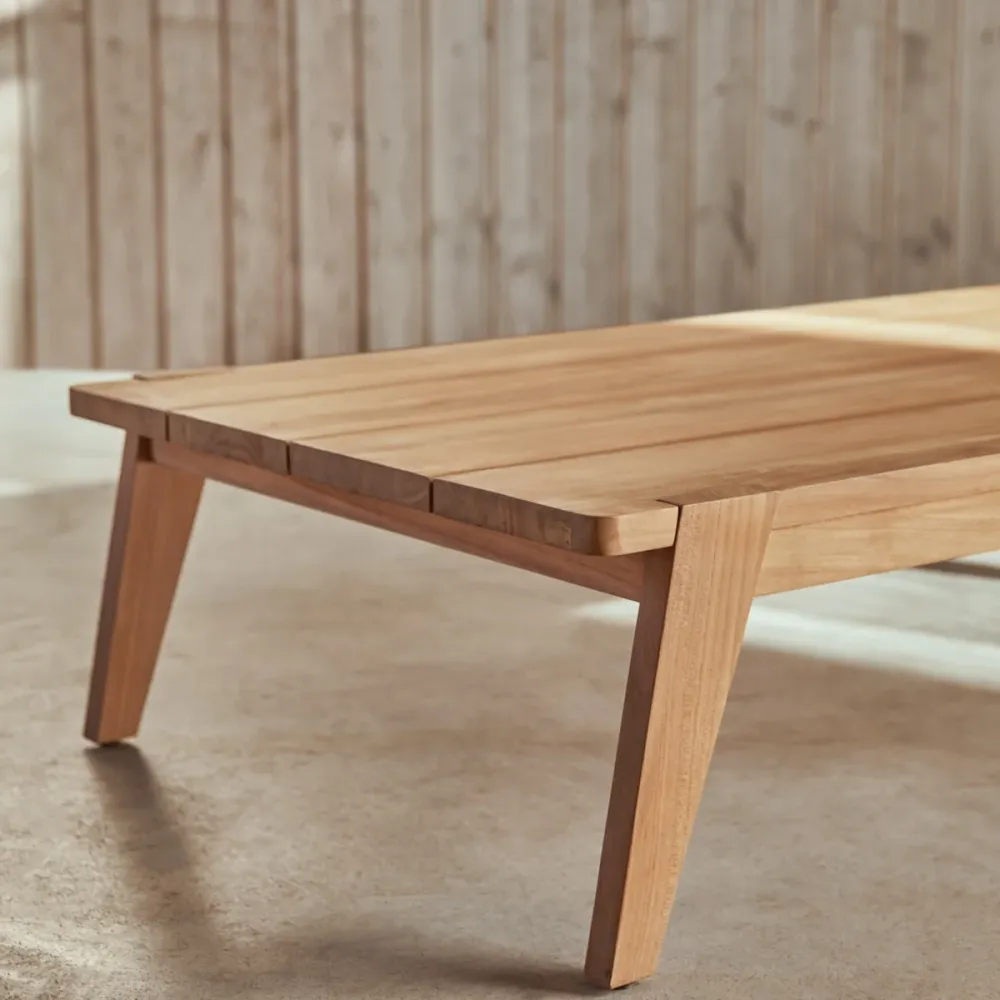 Tikamoon Lage tuintafel van massief teakhout - Lichtbruin