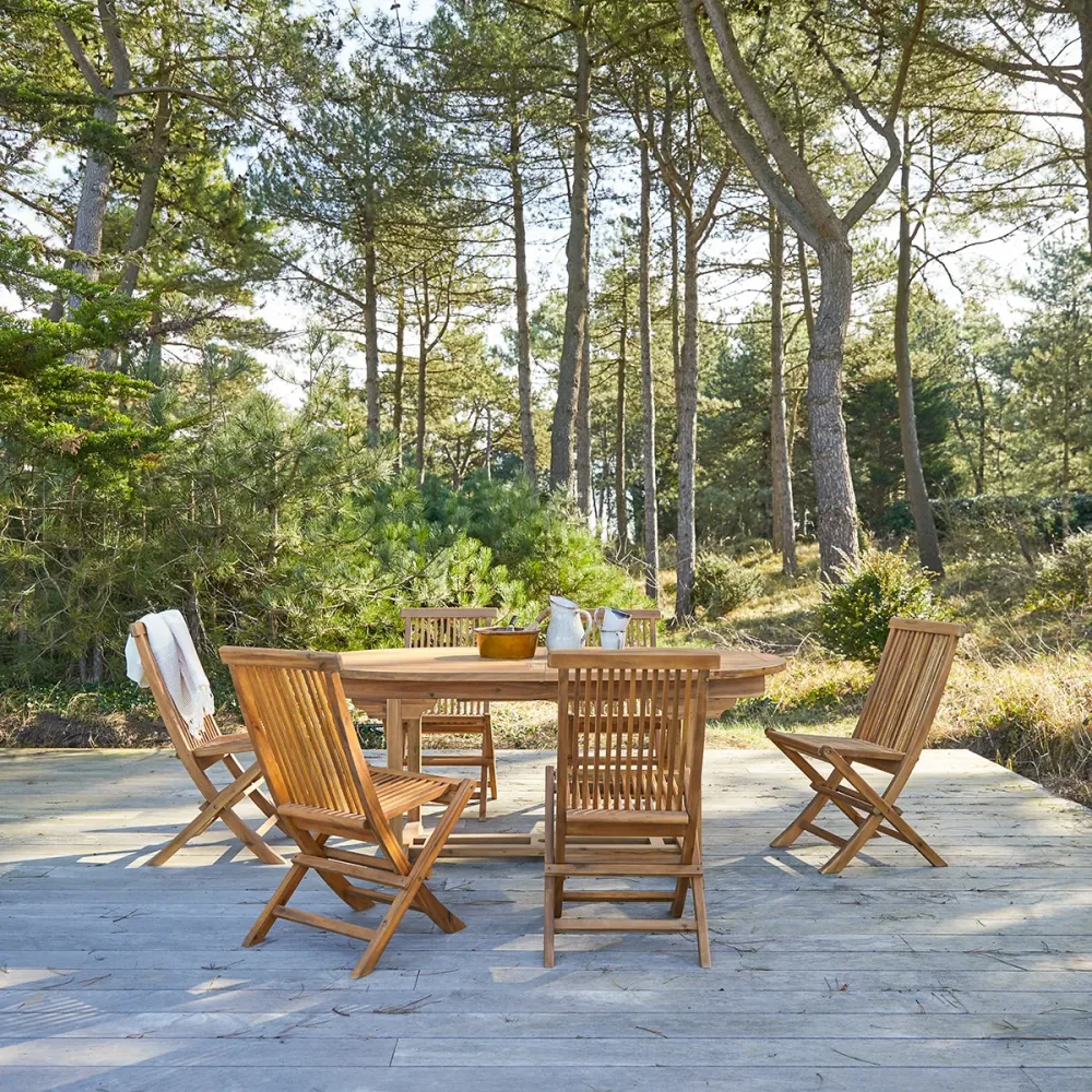 Tikamoon Massief acaciahouten tuinset met 6 stoelen - Bruin