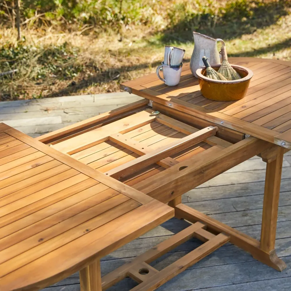 Tikamoon Massief acaciahouten tuinset met 6 stoelen - Bruin