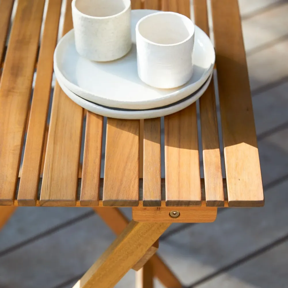 Tikamoon Tuinset van massief acaciahout en metaal white, 2 stoelen - Wit
