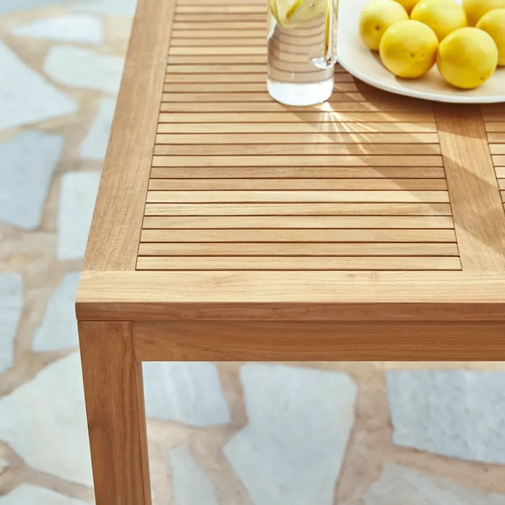 Tikamoon Tuinset van massief teakhout en crème metaal 6 plaatsen - Beige
